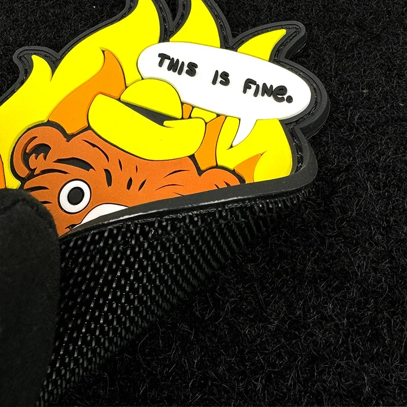 Parches de gancho y bucle de PVC para ropa, insignia de moral táctica, emblema fino, pegatina de mochila, perro y oso para beber café - imagen 2