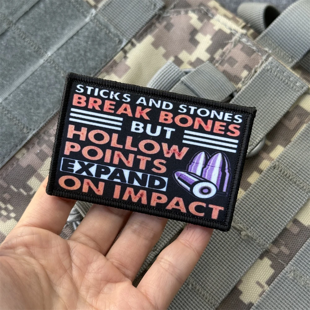 Palos y piedras, parche táctico de moral, gancho y bucle, divertido equipo personalizado Airsoft, emblema militar divertido, pegatinas impresas para mochila - imagen 4