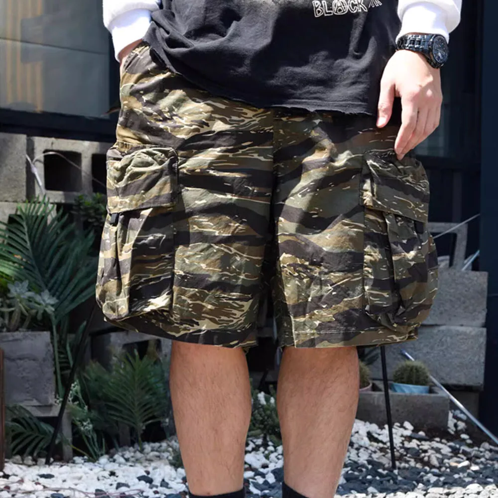 Monos con estampado de tigre para hombre, pantalones cortos de camuflaje Retro, tendencia informal, holgados y versátiles, Verano - imagen 5