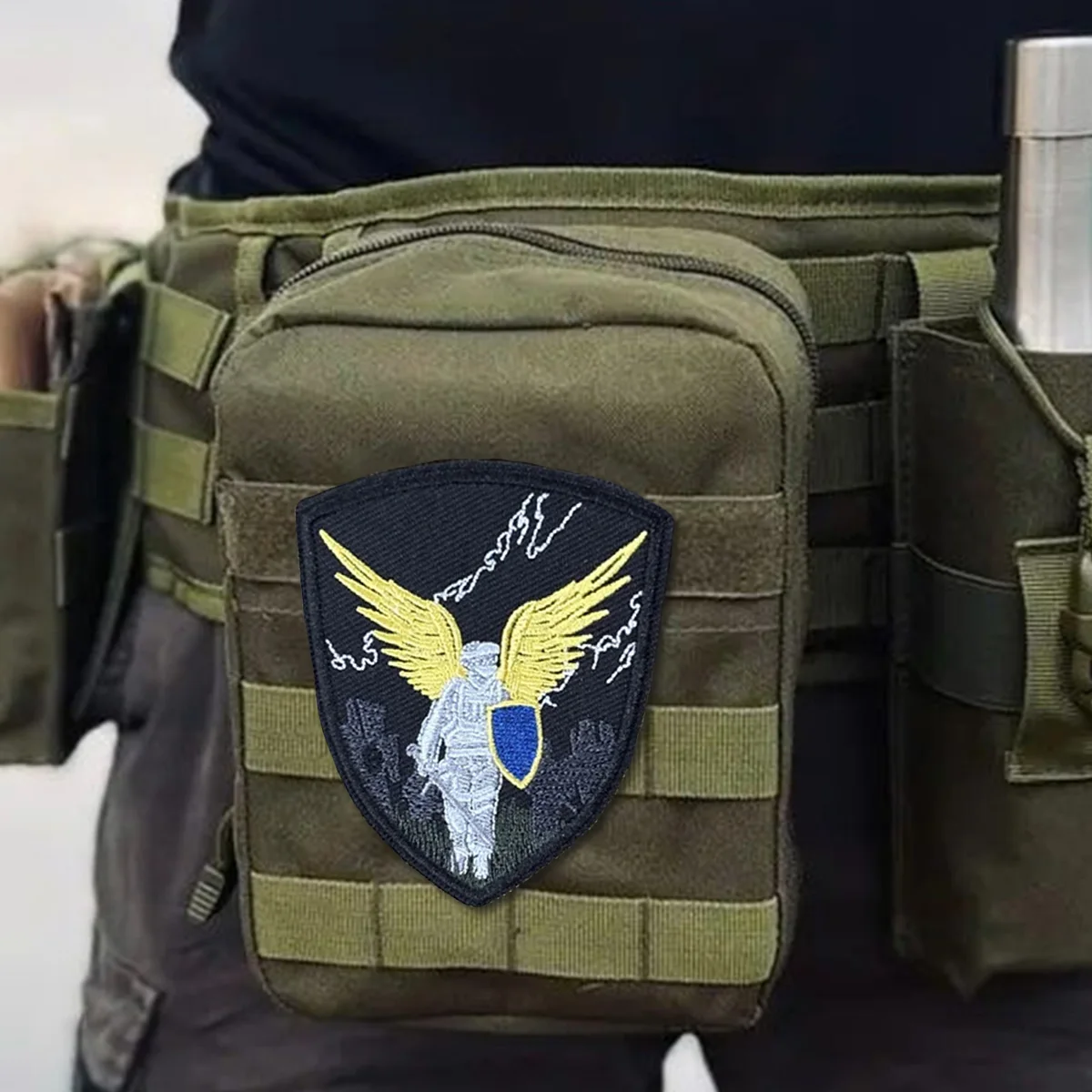 Parches tácticos The Warrior of Wing, parche bordado con gancho y bucle, insignia de moral militar, apliques de combate, pegatinas para mochila