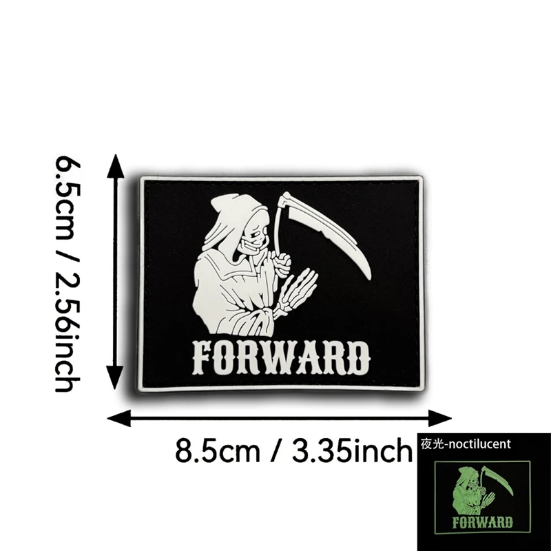 Parche de gancho y bucle de Hoz Reaper, accesorios de PVC, parches de esqueleto brillantes, insignia moral al aire libre, insignias tácticas de ropa - imagen 5