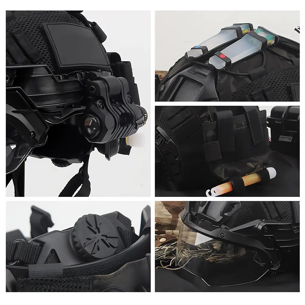 Casco táctico Airsoft con gafas antiniebla, soporte NVG y linterna - imagen 5