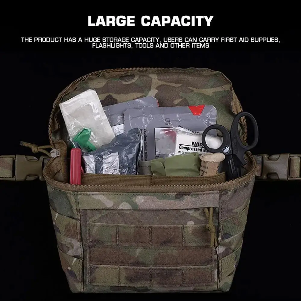 Bolsa colgante Abdominal táctica MOLLE, chaleco de caza, portador de placa V2, kits médicos de emergencia portátiles, riñonera para tiro al aire libre - imagen 5