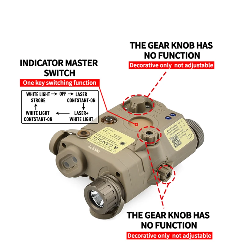 WADSN-linterna de Vista láser táctica, PEQ-15, interruptor de presión de doble función, arma Airsoft, accesorios de explorador - imagen 5