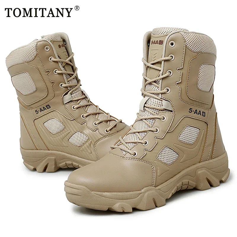 Zapatos de hombre 2024, botas tácticas de combate para invierno, zapatos de seguridad para el trabajo en el tobillo, botas militares de fuerza especial, zapatos impermeables para motocicleta para hombre - imagen 5