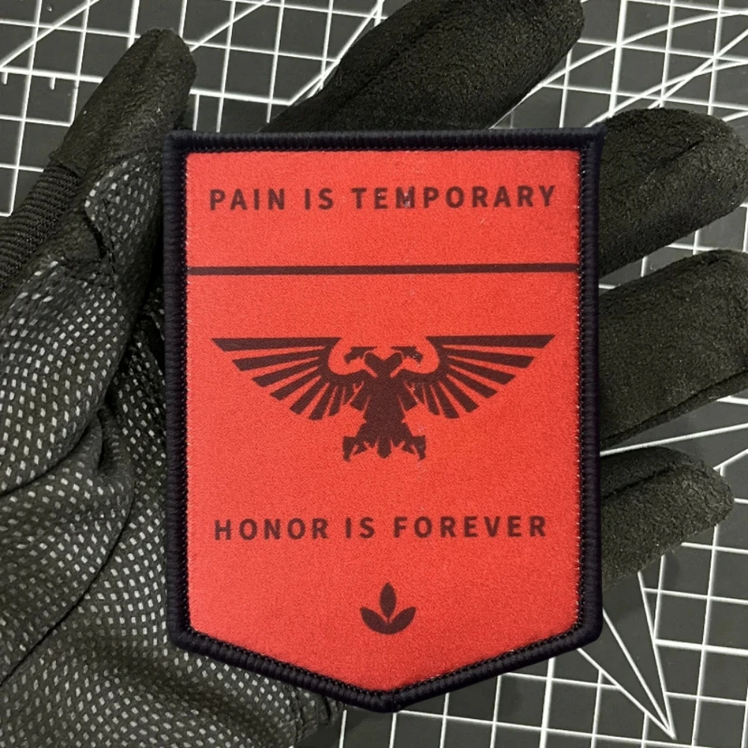 "El dolor es temporal, el honor es eterno", insignia de moral divertida, parche, emblema militar, gancho impreso táctico, pegatinas para mochila y ropa - imagen 3