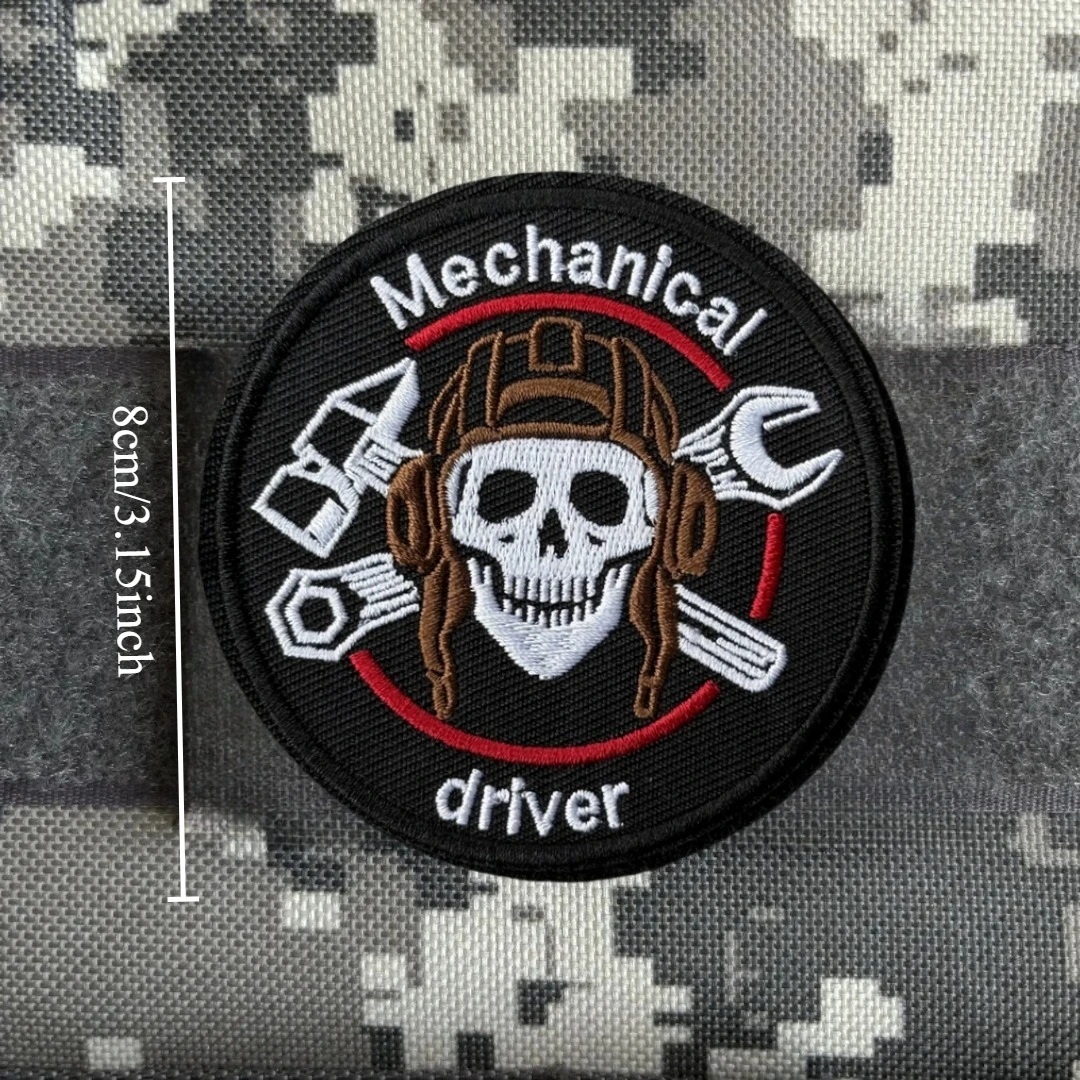 Parche militar conductor mecánico – Chevron bordado velcro para ropa o mochila - imagen 2