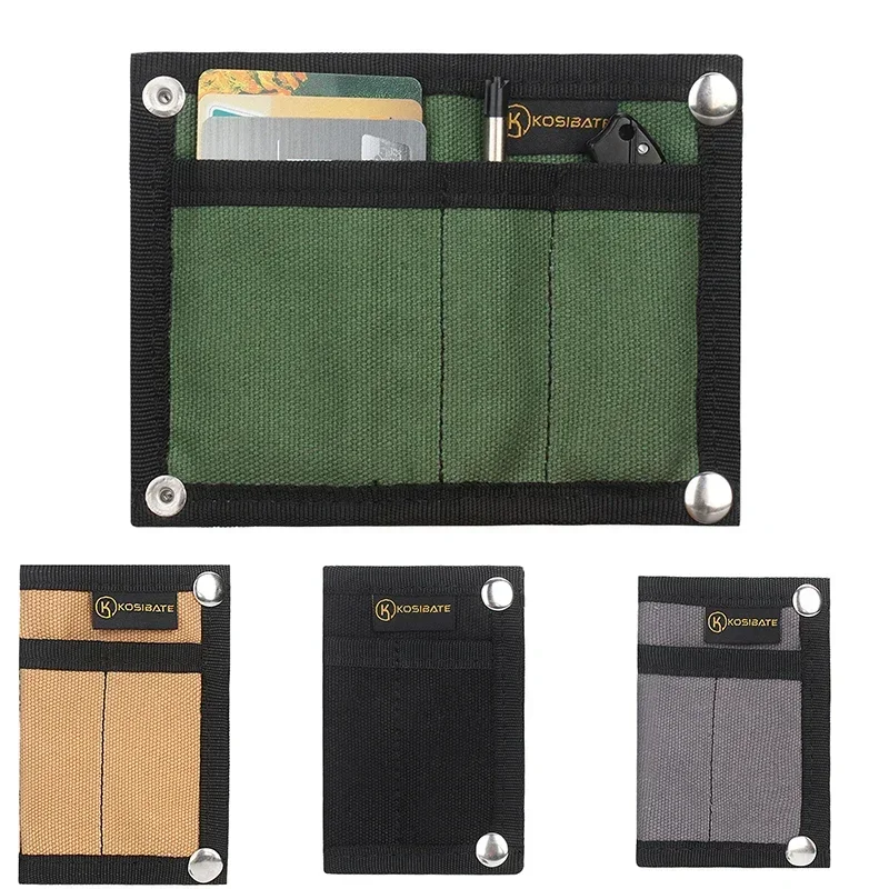 Bolsa compacta EDC con 3 bolsillos separados, organizador de nailon delgado para linterna, bolígrafo, tarjetas y elementos esenciales, transporte diario táctico ligero