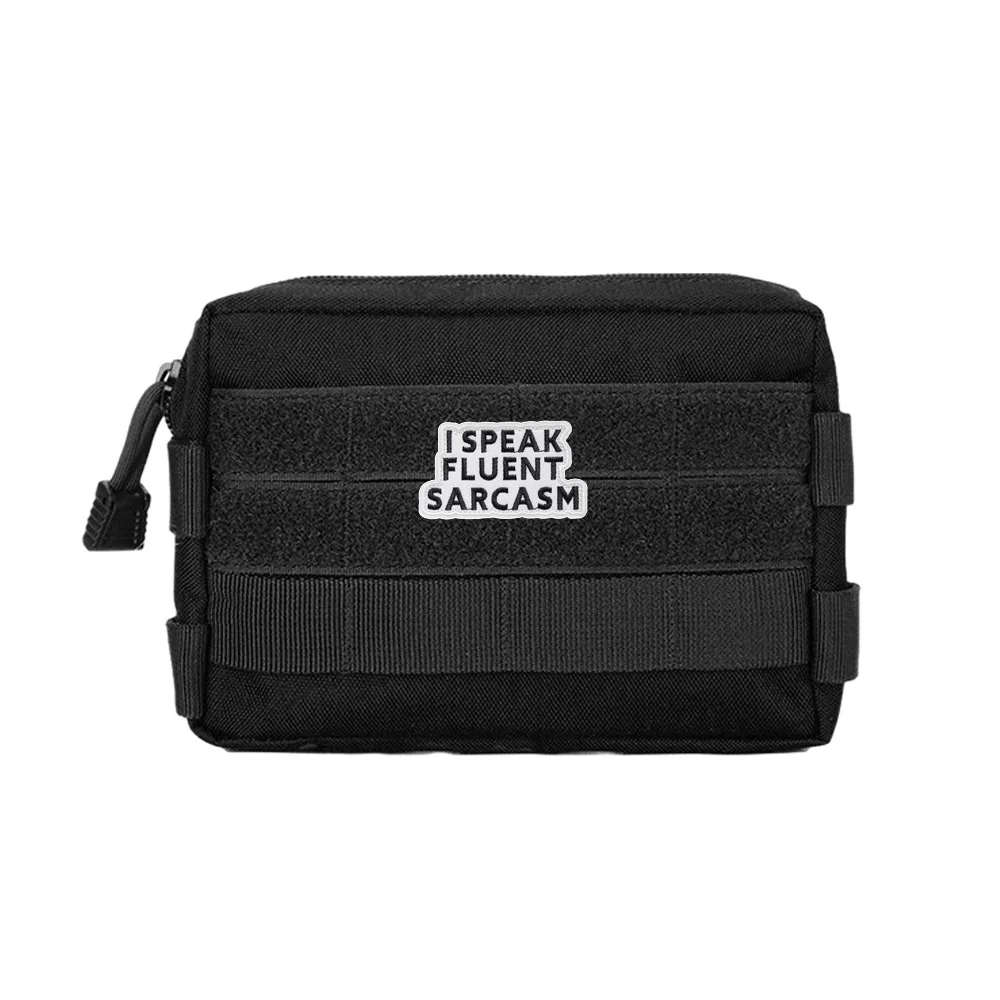 SARCASMO FLUENTE Meme Velcros parche de moral táctica citas divertido gancho bucle sujetador insignia bordada para mochila Molle gorra vaquera - imagen 4