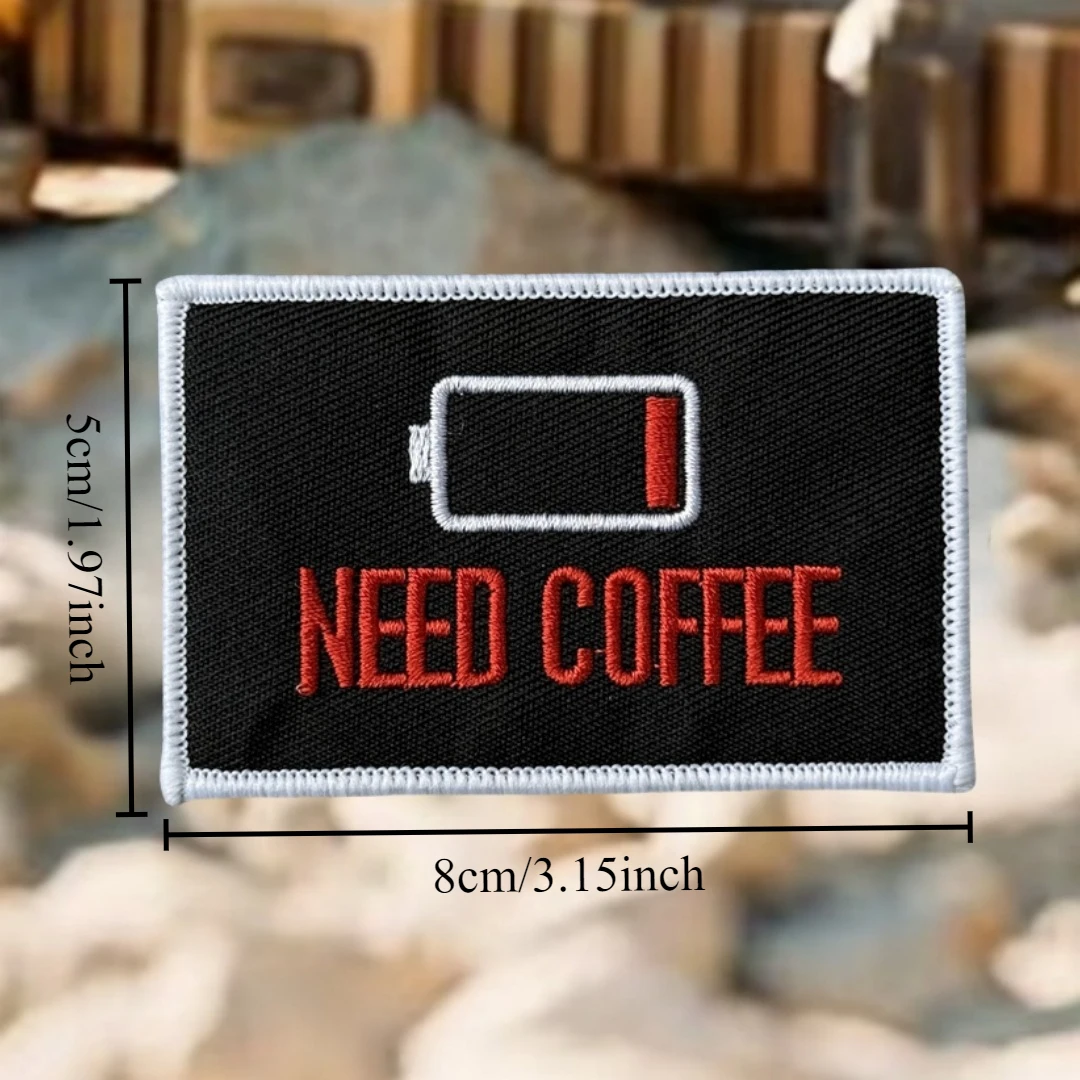 NEED COFFEE-Parche de insignia de moral, emblema táctico, parches de gancho y bucle bordados para ropa, pegatina para mochila del ejército militar - imagen 2