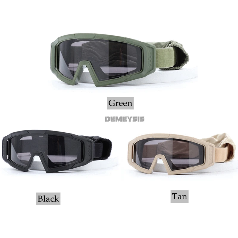 Gafas tácticas de combate a prueba de viento, lentes de protección para Paintball, caza al aire libre, senderismo, deportes, 3,8 MM, PC - imagen 3