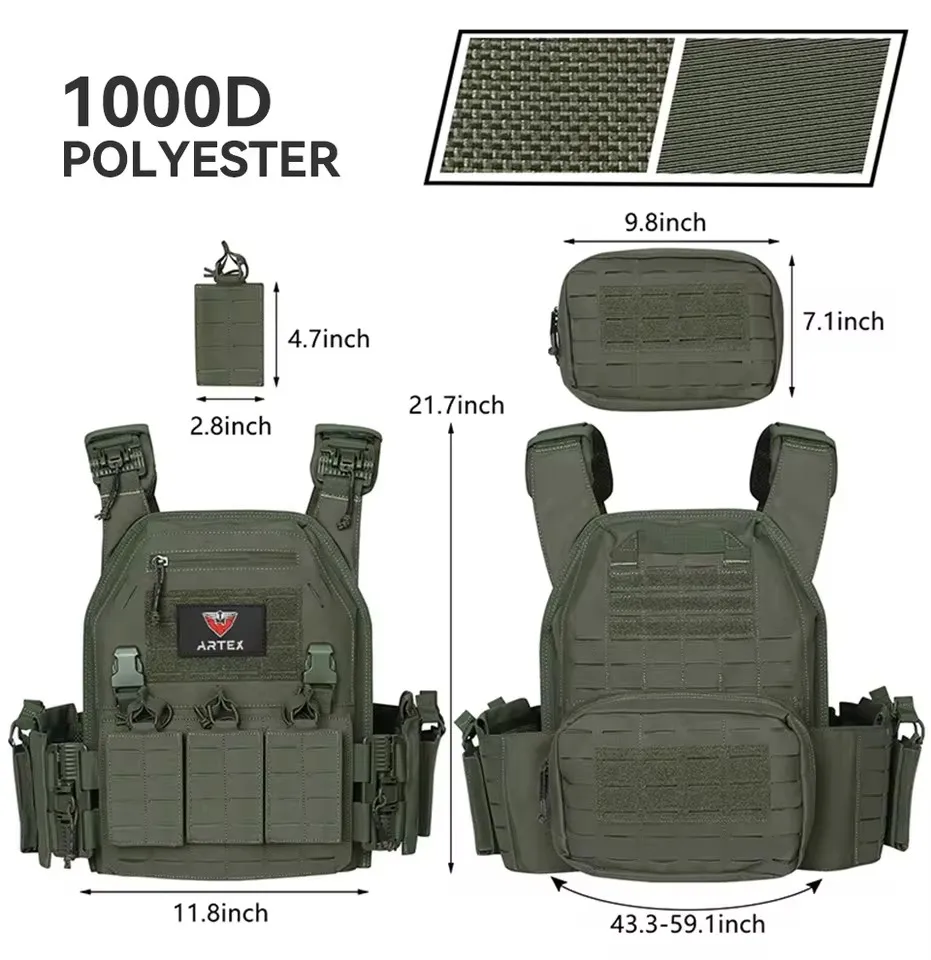 Chaleco Portaplacas Táctico Ajustable para Airsoft y Caza - imagen 2