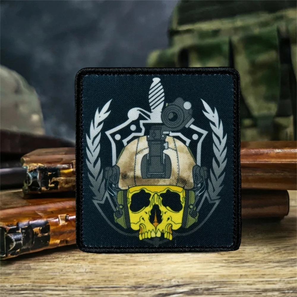 Parche estampado de casco de calavera TSSN FSB, parches de gancho y bucle de moral táctica para ropa, mochila, pegatinas decorativas - imagen 2