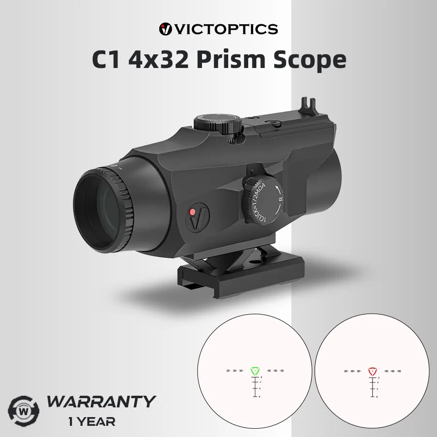 Victoptics-mira de prisma táctica 4X32, mira roja y verde para Rifle Ar15.223/5,56, con retícula Bdc y montaje de punto rojo