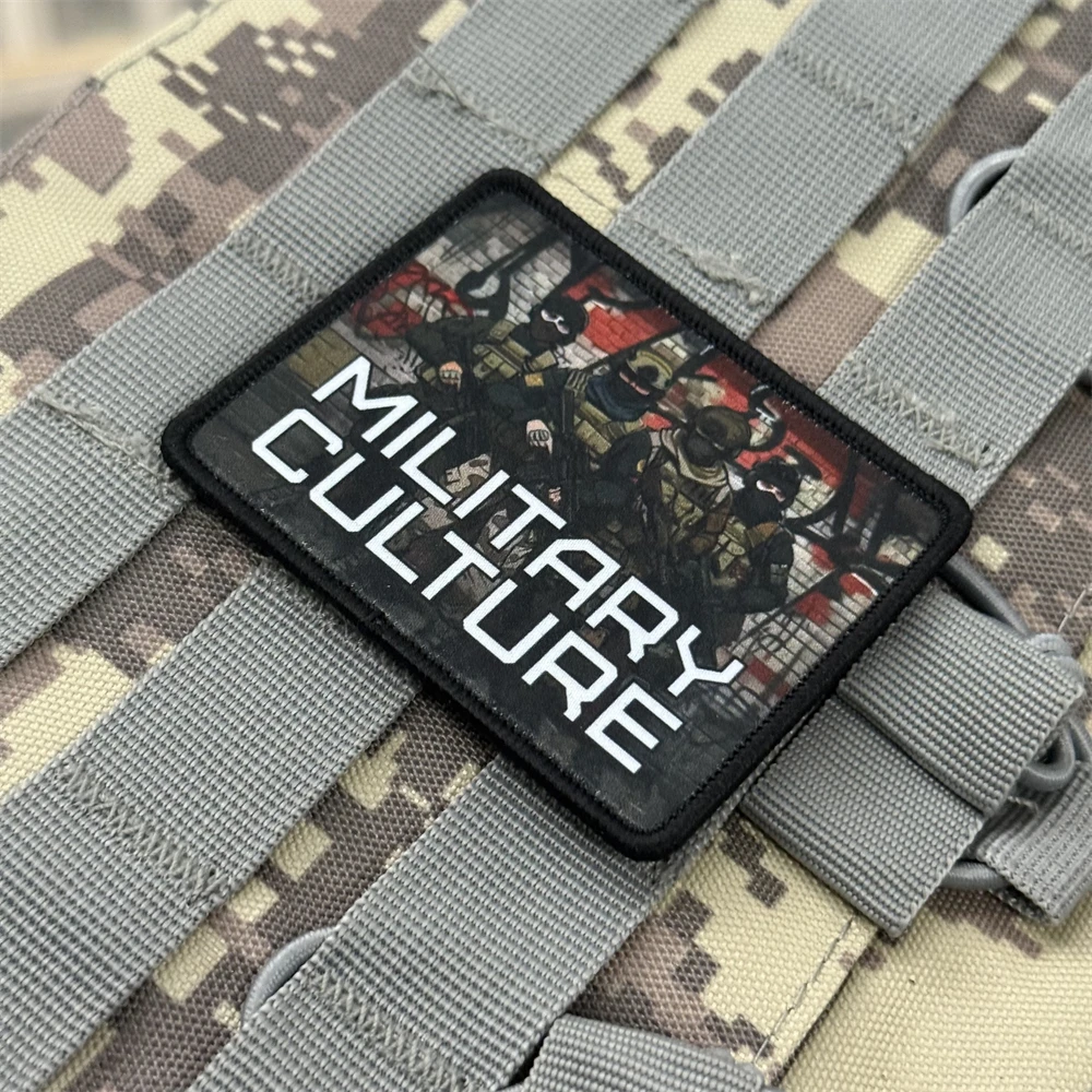 Parche táctico de moral MLITARY CULTURE, cuatro soldados tácticos, pegatina para brazalete con gancho y bucle impreso para mochila o ropa - imagen 5