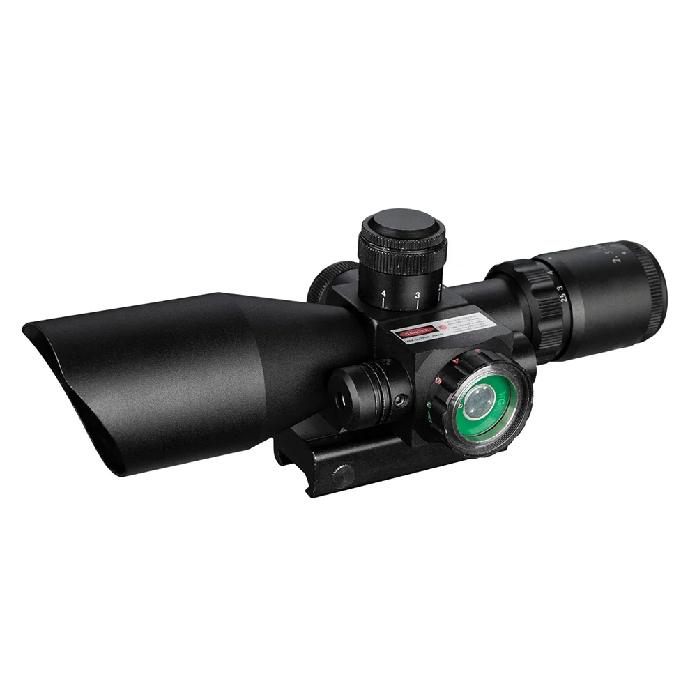 Mira telescópica biselada táctica iluminada 2,5-10X40 con mira telescópica de caza láser cruzada Mil Dot verde rojo - imagen 4