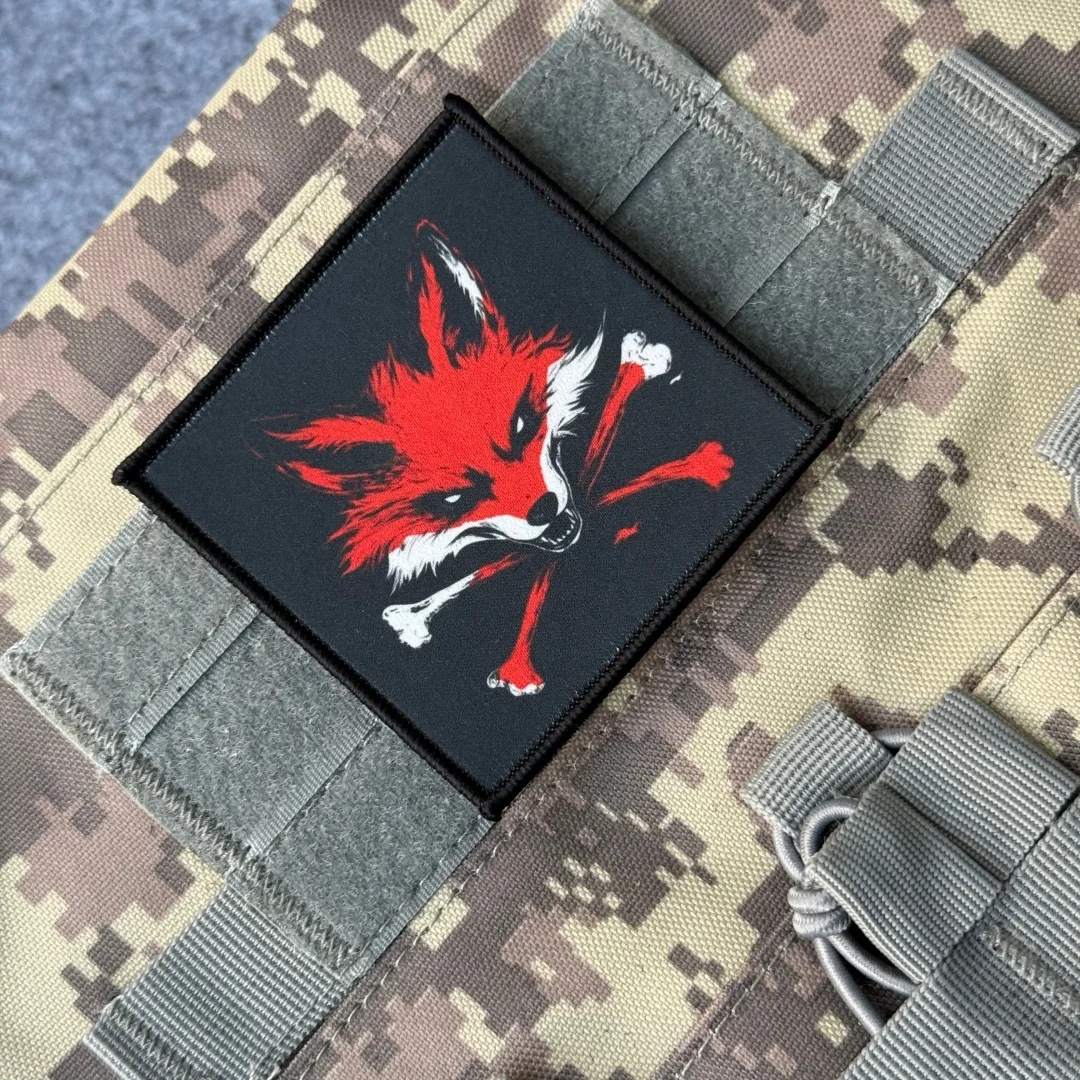 Chevron Fox Morale – parche táctico con velcro impreso