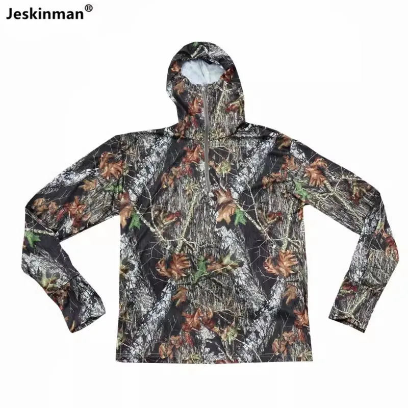 Sudadera con capucha de camuflaje biónico para hombre, ropa fina y ligera de protección solar, antisudor, secado rápido, Hojas de arce, pesca, Verano - imagen 3