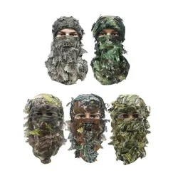 Sombrero camuflaje 3D ghillie con capucha facial para caza