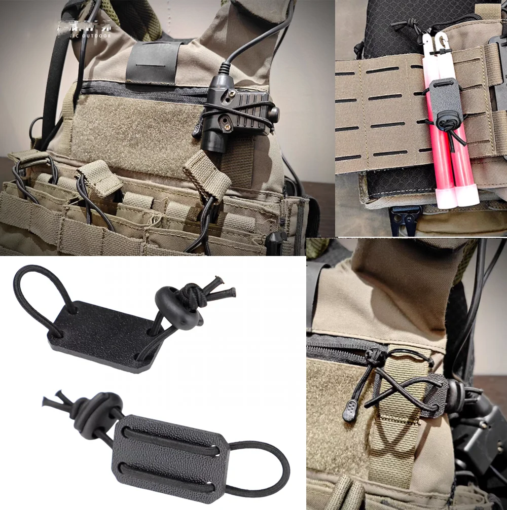 Chaleco táctico para colgar en el pecho, adaptador MOLLE PTT, material de alambre, placa de fijación de hebilla de cuerda elástica estable, 2 uds.
