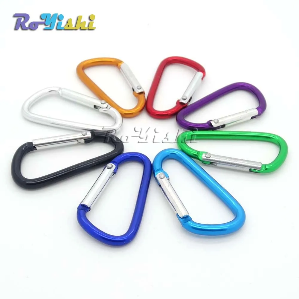 Mosquetón de aluminio para actividades al aire libre, llavero de gancho a presión para Paracord, senderismo, Camping, 8 colores, 100 unids/paquete - imagen 3