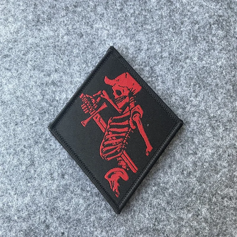 Parche esqueleto rojo Task Force Doomer moral, insignia, gancho y Lvoop, parches tácticos para mochila - imagen 3