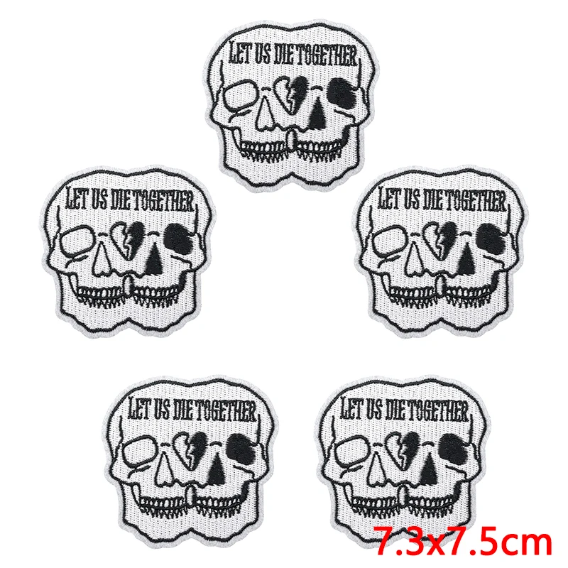 10 Uds. De parches bordados góticos Punk para ropa, chaquetas, mochila, bricolaje, serie cruzada negra, parches para planchar para ropa - imagen 5