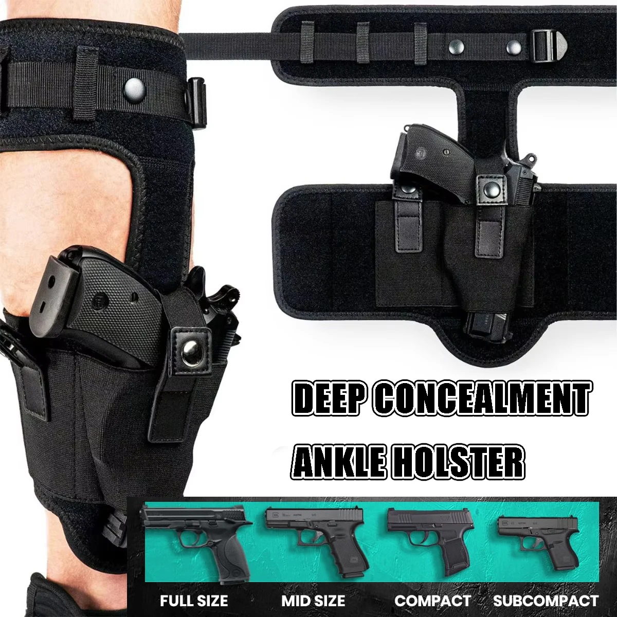 Funda de tobillo premium para ocultación profunda, 9 mm 380 Se adapta a Glock 43 26 19, Ruger LCP SIG P365 Springfield Shield 9 mm Bodyguard 380