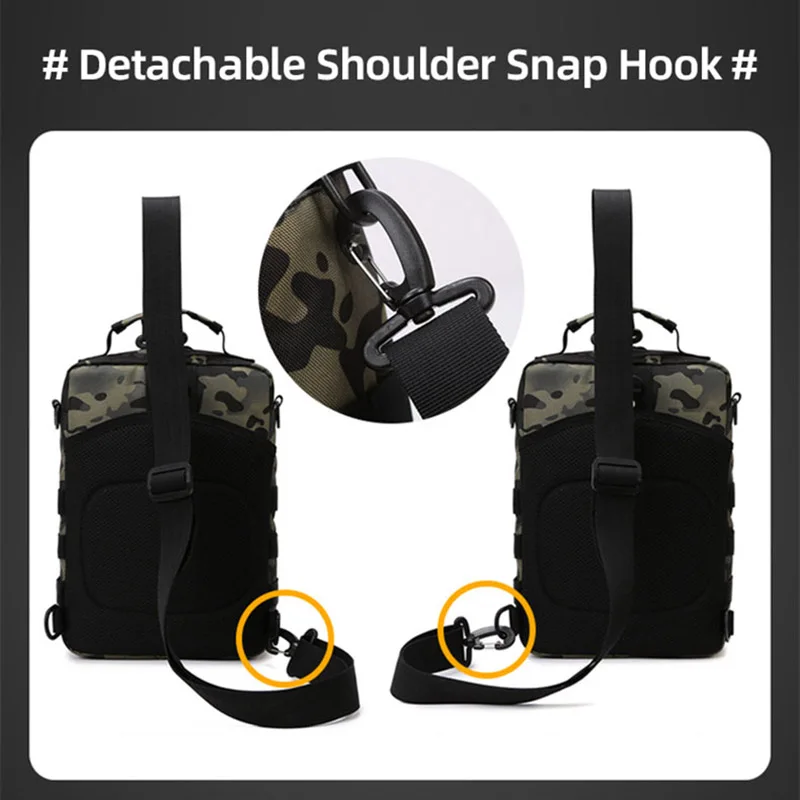 Bolsa de señuelos al aire libre para hombre, pecho de ciclismo Molle, bolso de hombro tipo bandolera militar táctico, para acampar, escalar, senderismo y pesca - imagen 5