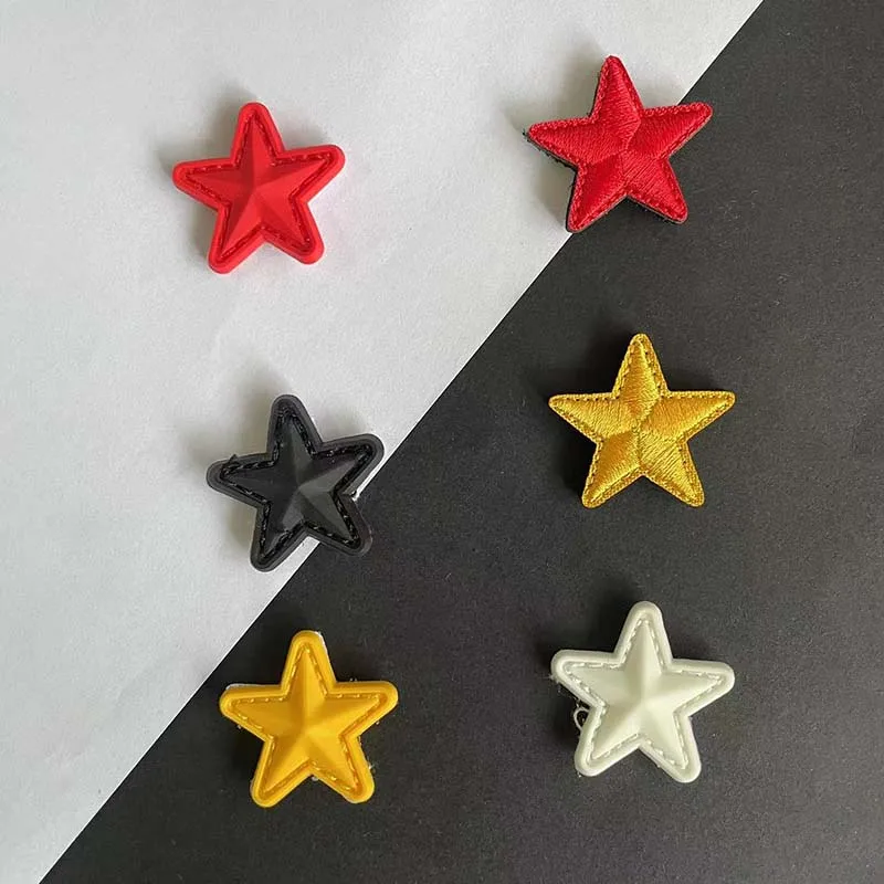 Parches de gancho de estrella pequeña de goma de PVC, pegatinas militares en mochila, apliques de ropa de estrellas, parche bordado de gancho y bucle, 3x3CM