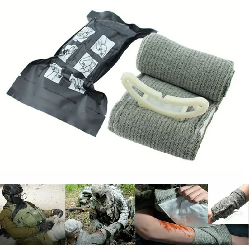 Vendaje israelí de 4/6 pulgadas, vendajes de compresión de emergencia para traumatismos, torniquete de primeros auxilios, vendaje para hemostasia, primeros auxilios para traumatismos