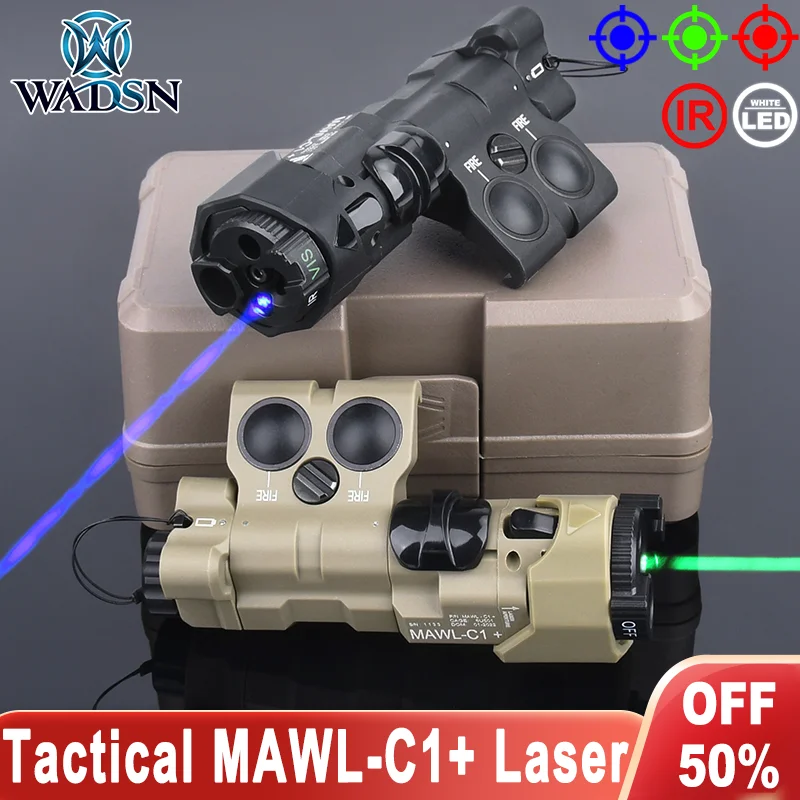 MAWL-C1 táctico WADSN + láser rojo verde azul IR punto apuntando IR relleno luz estroboscópica blanca arma de caza Airsoft Accesorios