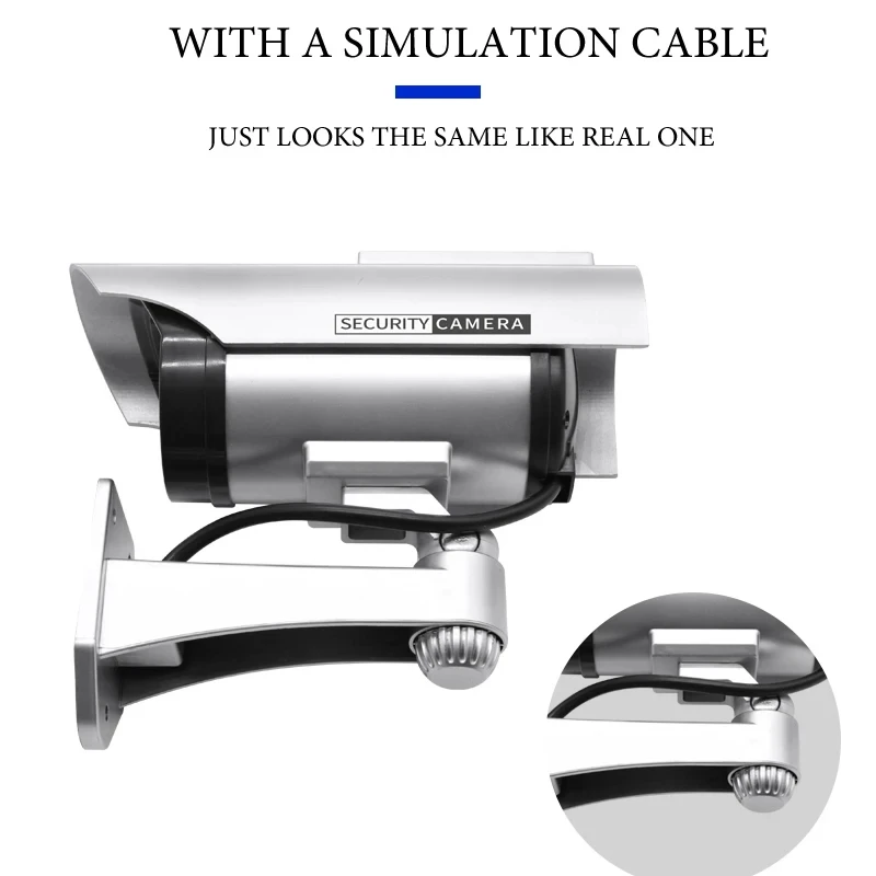 Cámara impermeable simulada con energía Solar, cámara tipo bala CCTV falsa, sistema de seguridad de vigilancia para asustar al ladrón, Led rojo intermitente - imagen 3