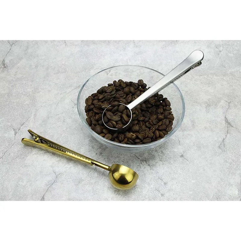 Herramienta para acampar al aire libre, accesorios para cucharas, cuchara de café de acero inoxidable con Clip, cuchara de café, Clip multiusos - imagen 4