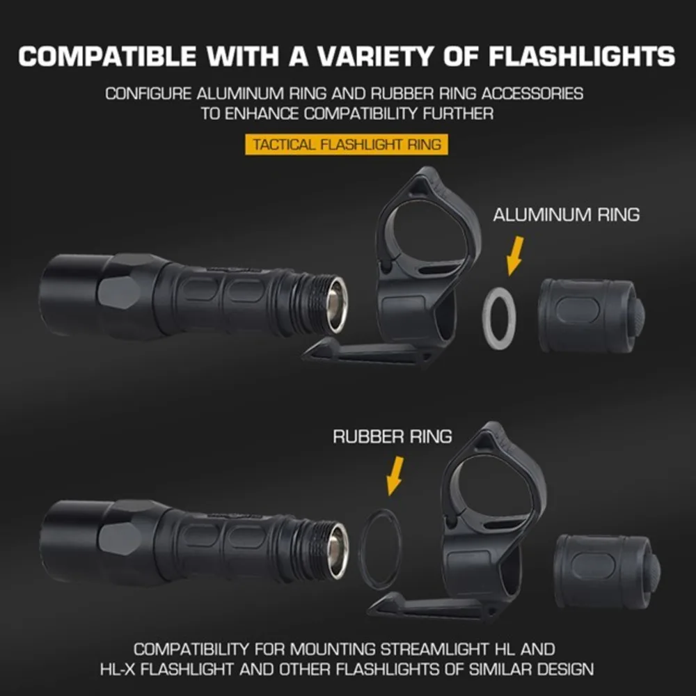 Anillo de linterna táctica, Clip Molle de bolsillo ligero, herramienta EDC, anillo de dedo con liberación de patrulla, accesorios de caza Airsoft - imagen 5