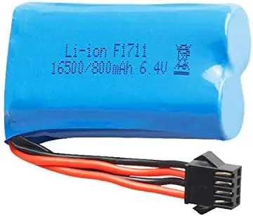 Batería de iones de litio de 6,4 v, 800mAh, 20C, 16500, SM-4P, enchufe inverso con cargador para wltoys 18628, 18629, 18428, 18429, 1/18, camión RC de alta velocidad - imagen 5