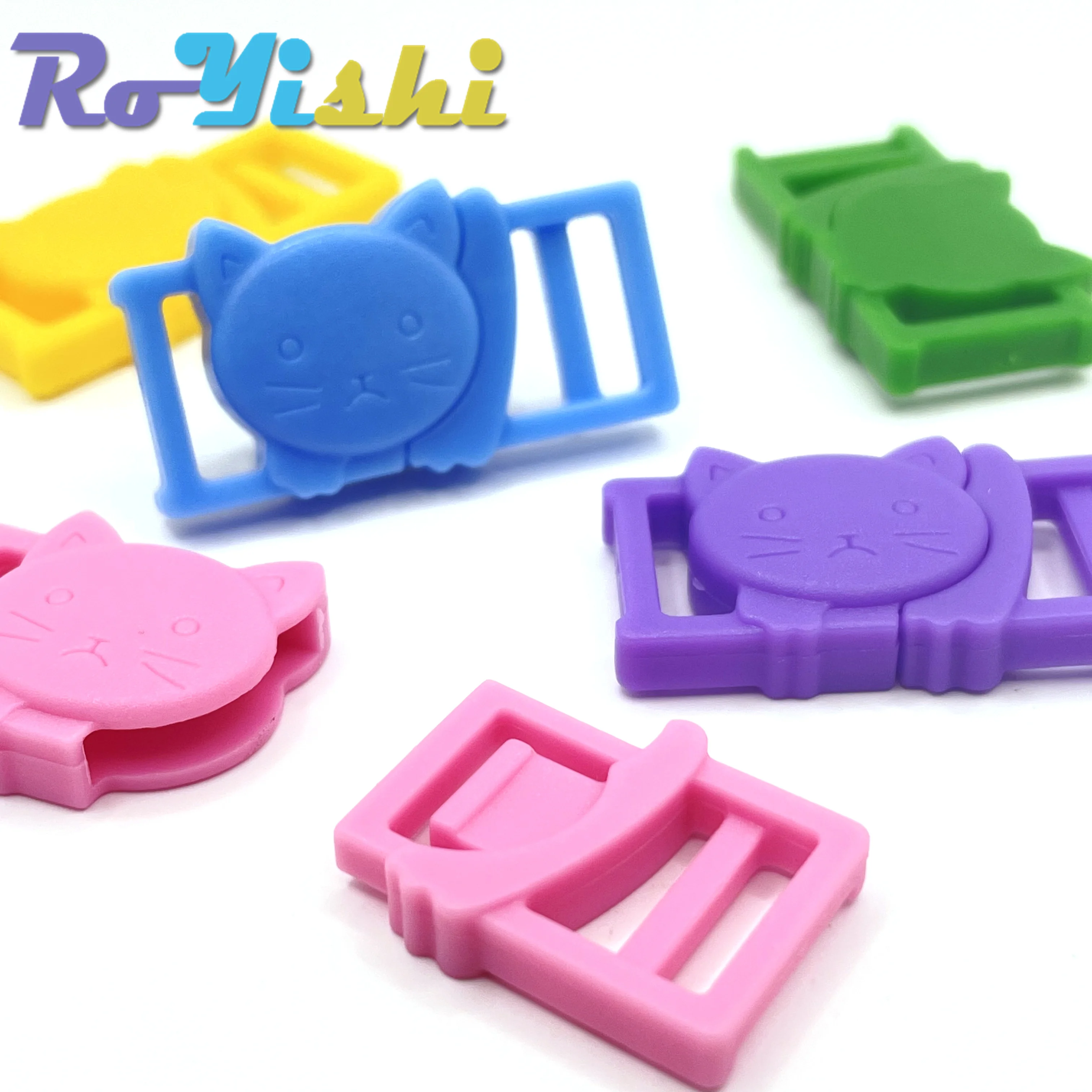 Hebillas de plástico con cabeza de gato, accesorios de ropa de seguridad para sujetador, Collar de gato, Paracord, 3/8 pulgadas, 12 unids/lote por paquete - imagen 3