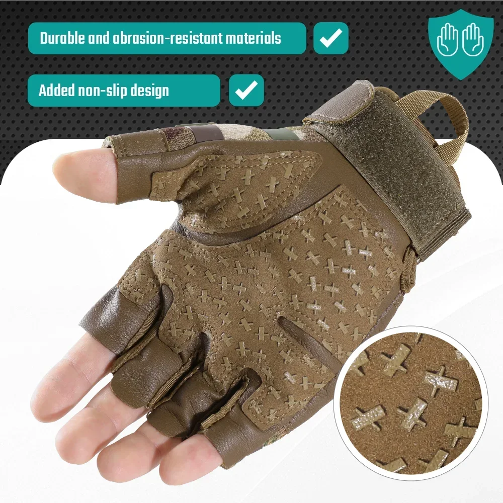 Guantes sin dedos para hombre, tácticos, transpirables, medio dedo, deportes, ciclismo, tiro, trabajo, equipo de protección al aire libre - imagen 3