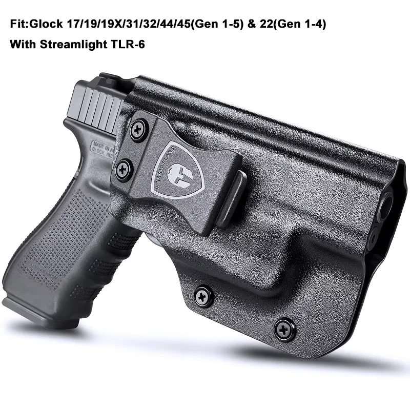 Funda IWB Kydex compatible con G17/19/19X/31/32/44/45(Gen 1-5) y 22(Gen 1-4) con dispositivo de puntería compatible con TLR-6 manos izquierda derecha