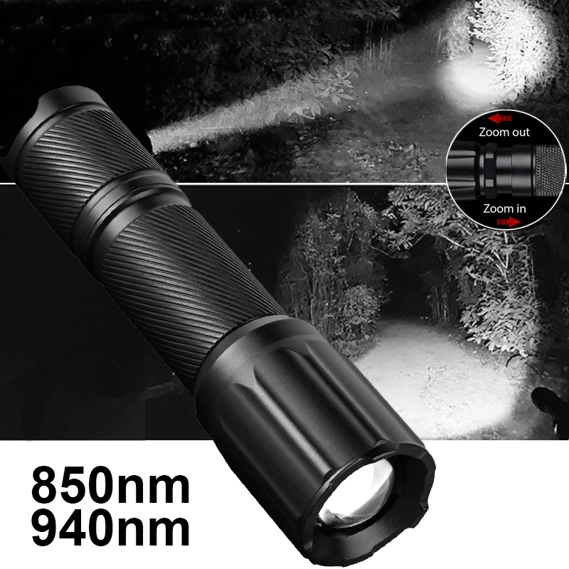 Vcsel 850nm 940nm linterna infrarroja con zoom armas tácticas luz Ir LED iluminador antorcha para tiro de caza nocturna