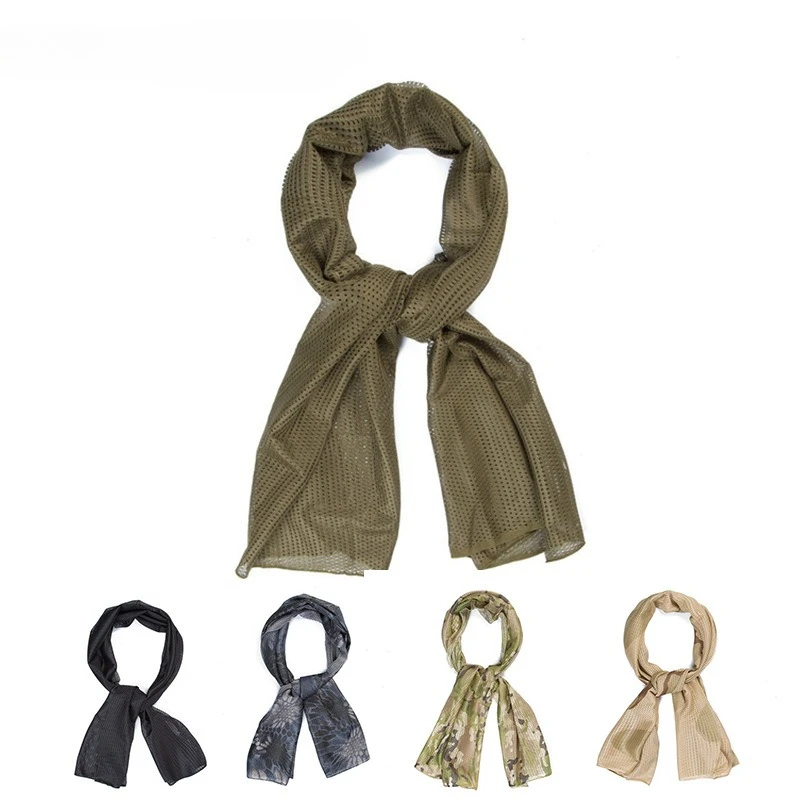 Bufanda táctica para exteriores, bufanda de malla de camuflaje para el cuello, máscara facial, envoltura para la cabeza, transpirable, para acampar, cazar, senderismo, bufandas, ropa