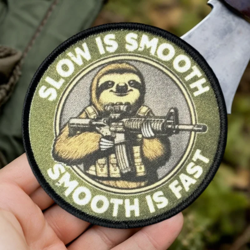 Parche de impresión lento, suave y rápido, chaleco táctico, insignia de moral con gancho y bucle, pegatina para mochila, parches para brazalete para ropa - imagen 2