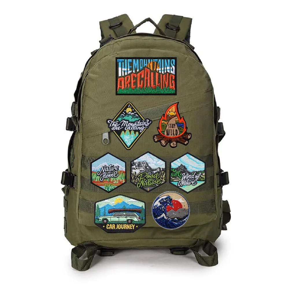 Nuevo y creativo Departamento de Aventuras al aire libre con luz Natural, mochila con paisaje de campo bordado, parche para acampar con conducción autónoma - imagen 3