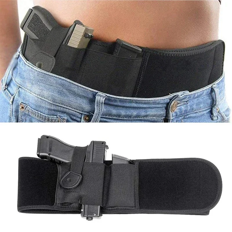Funda táctica para pistola de vientre, cinturón Invisible, bolsa de transporte oculta, faja elástica, funda para pistola de cintura para revista de caza G17 G19