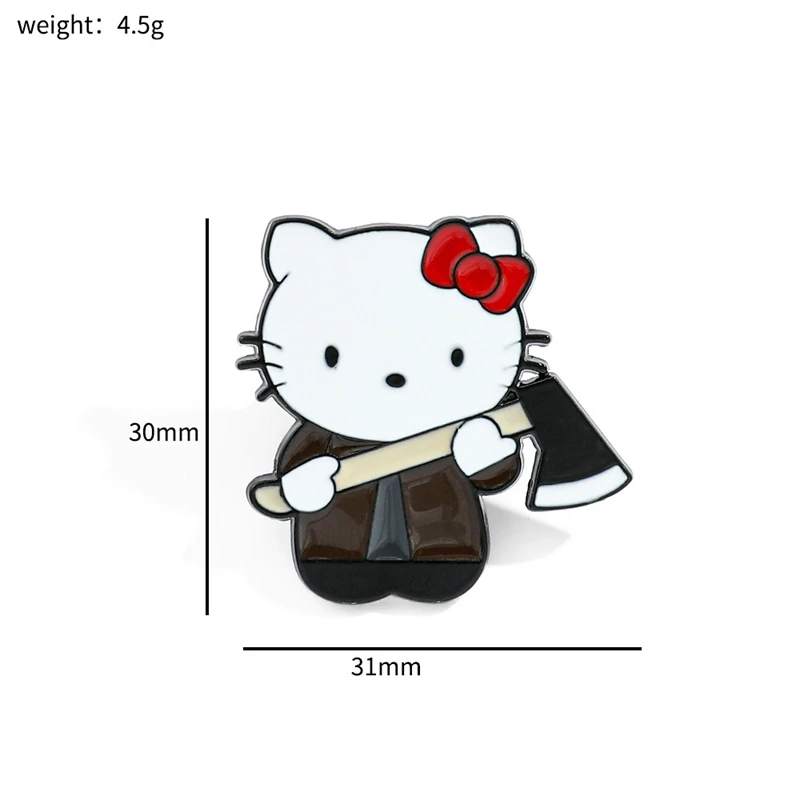 Broche de Hello Kitty para mochila, insignia de Metal, 6 piezas, personaje de dibujos animados, esmalte bonito, regalo de Halloween para amigo - imagen 5