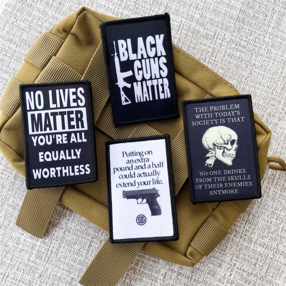 Parches de insignia de moral BLACK GUNS MATTER, mochila táctica de esqueleto de Anime, pegatina impresa de la libertad con pistola 2A Angel Woman Patriot - imagen 2