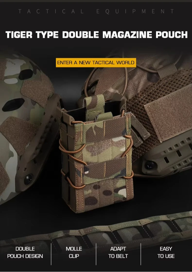 Funda táctica doble para cargadores de rifle vista frontal