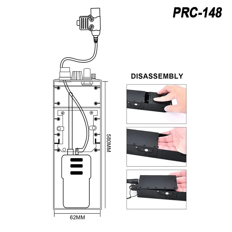 WADSN PRC-148/152 Walkie Talkie Paquete de antena plegable modelo ficticio caso de comunicación caja de Radio no funcional carcasa del interfono - imagen 4