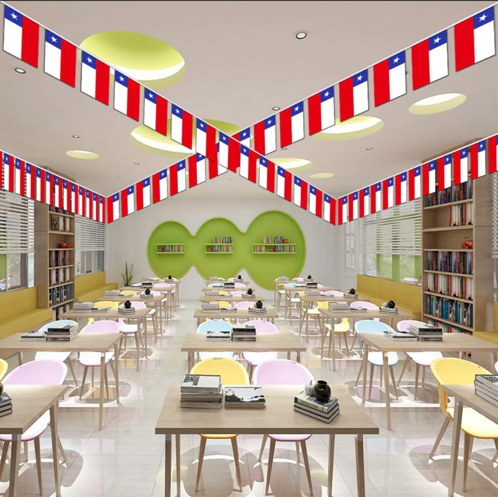 Bandera de Chile, banderines de poliéster de Chile, banderas de cuerda, 14x21cm, 20 unidades/juego, banderines de chile, banderines, banderines de cuerda, banderines, Festival Par - imagen 2