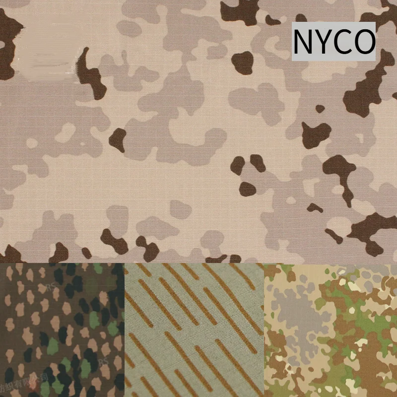 Tela de ropa táctica NYCO con rejilla de algodón buni de camuflaje del desierto tricolor alemán - imagen 2